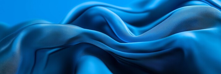 Obraz premium An artistic capture showcasing beautifully flowing blue fabric, emphasizing texture and rich blue tones.
