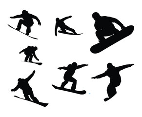 Fototapeta premium Snowboarder Silhouettes Vector Template