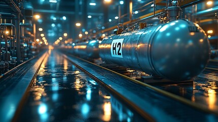 Naklejka premium 3D Render of Gas Storage Facility Interior