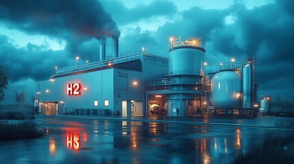 Obraz premium High-Resolution 3D Render of H2 Storage Tank