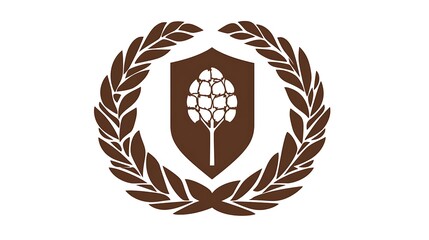 Brown Laurel Wreath Encircling Hop Plant Shield