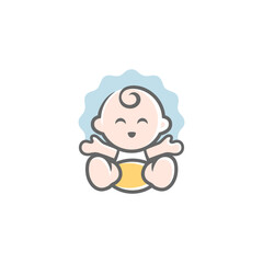 Obraz premium baby mascot logo happy sleeping cloud comfortably. Sweet dream illustrations. cute baby sleep