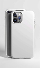 Two white iphones are displayed side by side