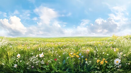 Vibrant Wildflower Meadow Under a Sunny Sky