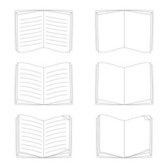 set of open book drawing