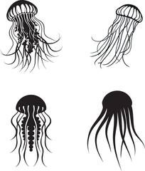 set of jellyfish vector