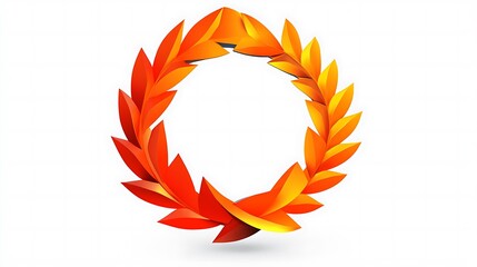 Abstract Orange Leaf Wreath Design Illustration