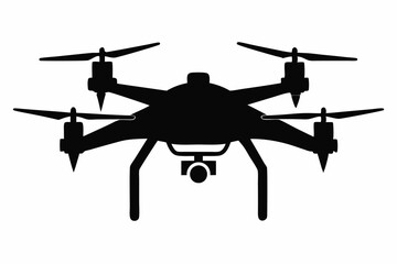 Drone silhouette black vector illustration and white background