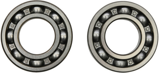 Naklejka premium A pair of shiny ball bearings placed on a clean white background