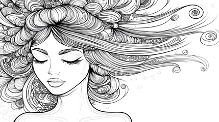 Fototapeta premium Abstract Woman Portrait With Intricate Hair Design