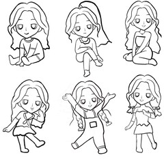 Set of drawing lines for a , girls, lines art