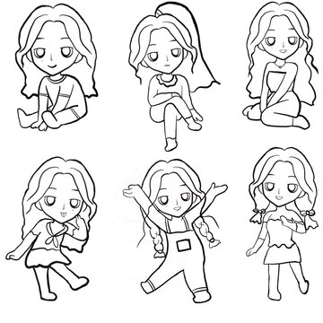 Set of drawing lines for a , girls, lines art