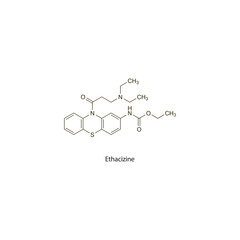 Ethacizine flat skeletal molecular structure Class I antiarrhythmic drug used in arrhythmia treatment. Vector illustration scientific diagram.