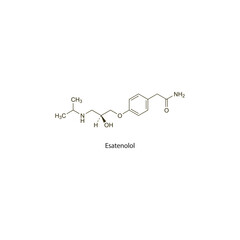 Esatenolol flat skeletal molecular structure Beta blocker drug used in hypertension treatment. Vector illustration scientific diagram.
