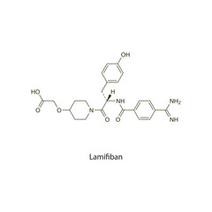 Lamifiban flat skeletal molecular structure Glycoprotein IIb/IIIa inhibitor drug used in thromboembolic disorders treatment. Vector illustration scientific diagram.