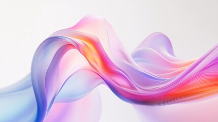 Abstract Flowing Pink  Purple  and Orange Wave on White Background