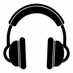 Headphones silhouette black vector illustration and white background