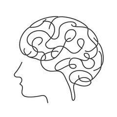 Abstract brain outline in minimalist line art style