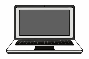 Laptop silhouette vector illustration and white background