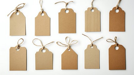 A collection of tags with different shapes and sizes