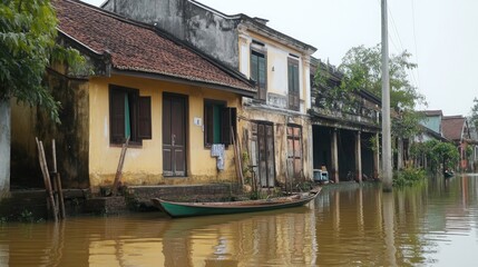 Fototapeta premium Flooded Street in a Vietnamese Village