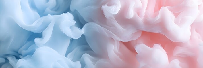 Fototapeta premium A serene abstract background resembling soft, fluffy clouds in pastel tones of pink and blue.