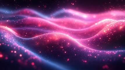Obraz premium Vibrant Abstract Waves with Glittering Particles in Motion