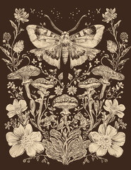 Enchanted Cottagecore Forest Fairycore Aesthetic with Mushrooms, Glowing Lights, and Rustic Charm in Nature