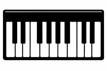 Piano Keyboard silhouette black vector illustration and white background