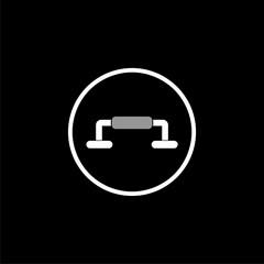 Simple flat design push up bars icon on black background .
