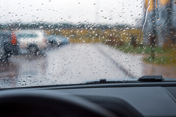 wet car windshield