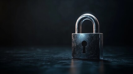 Fototapeta premium closed padlock on dark blue background