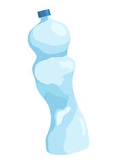 Crumpled bottle icon. Broken plastic bottle, empty plastic container, recyclable garbage eco concept. Recycling waste element.  isolated illustration