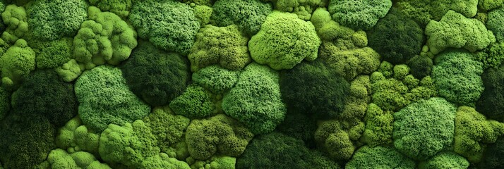 A seamless pattern of green moss covering an old stone wall, with soft natural lighting.