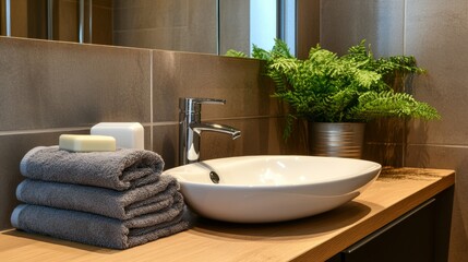 Fototapeta premium beautiful sink next to towels