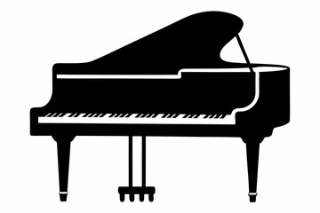 Piano silhouette black vector illustration and white background