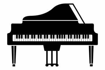 Piano silhouette black vector illustration and white background