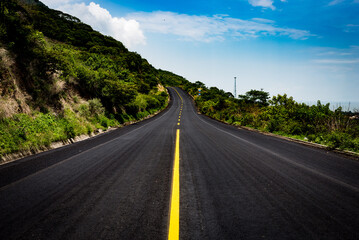 clear road, landscape with nature. Horizontal shot