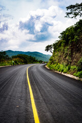 Curved road, natural landscape vertical shot