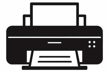 Printer silhouette black vector illustration and white background