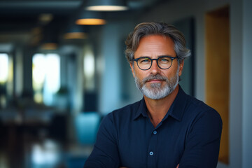 Obraz premium Well-dressed man set against a softly lit indoor background with bokeh lights