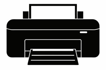 Printer silhouette black vector illustration and white background