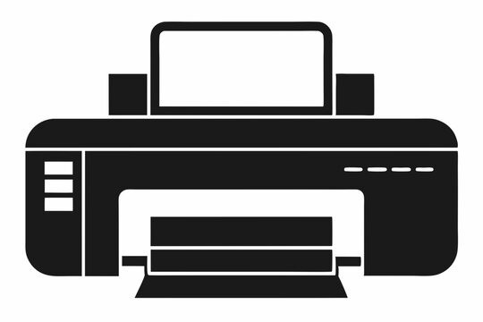 recommend clip art: Printer silhouette black vector illustration and white background