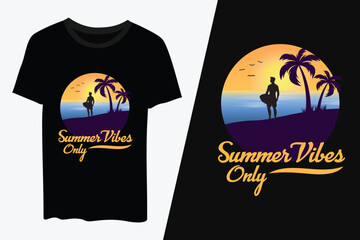 Summer t-shirt, vibes only, beach typography  t shirt design
