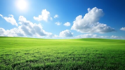 Obraz premium Rolling Green Hills Under a Sunny Blue Sky