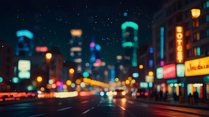 Obraz premium Blury Bokeh Lightning City Skyline