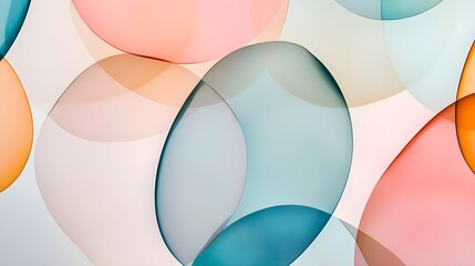 Fototapeta premium A minimalist abstract design with overlapping pastel circles and soft shadows on a white background