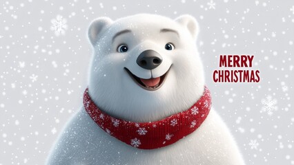 Fototapeta premium Merry Christmas's card of polar bear