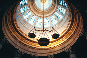 Obraz premium Scales of Justice Under a Majestic Architectural Dome