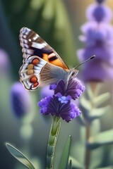 A butterfly sitting on a lavender flower